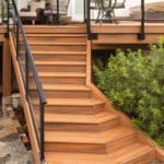 raised deck, deck railing, composite deck, trex, timbertech, azen, pvc deck, outdoor lighting, backyard renovation