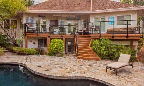 Raised deck with distinctive staircase