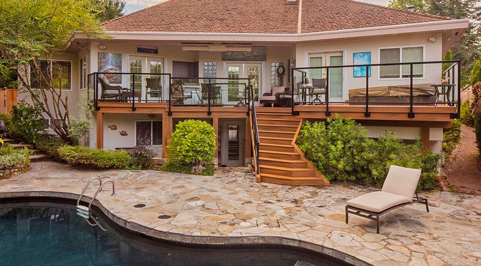 Raised deck with distinctive staircase